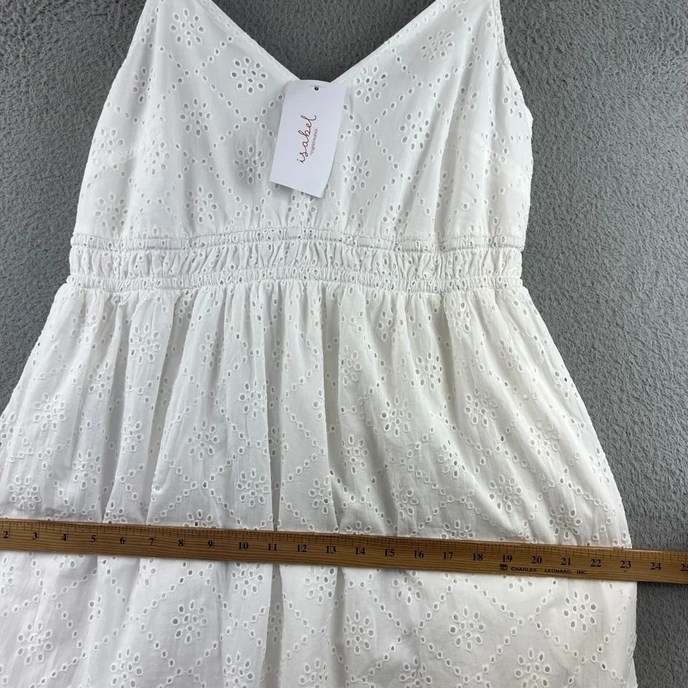 New Isabel by Ingrid & Isabel White Eyelet Maternity Maxi Dress V-Neck Smocked M - Picture 8 of 13